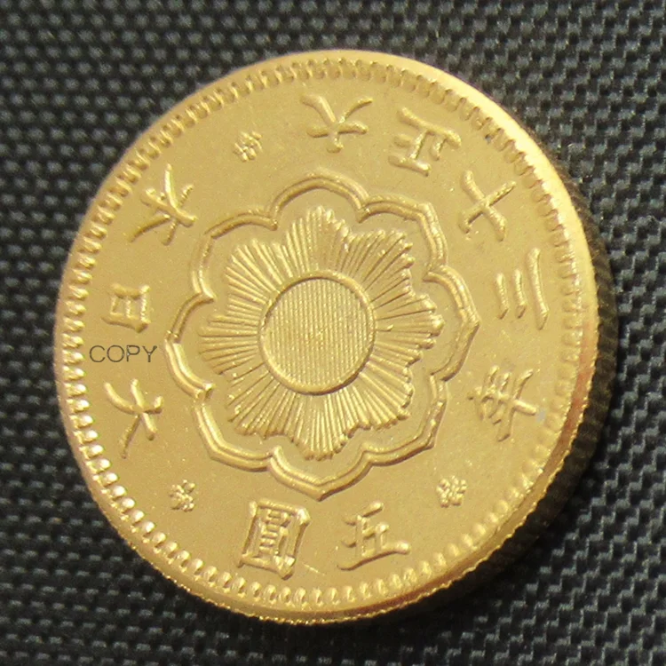 

JP(07) Reproduction Gold-Plated Asia Japan 5 Yen Taisho 13 Year Coin Custom Decorative Metal Coins