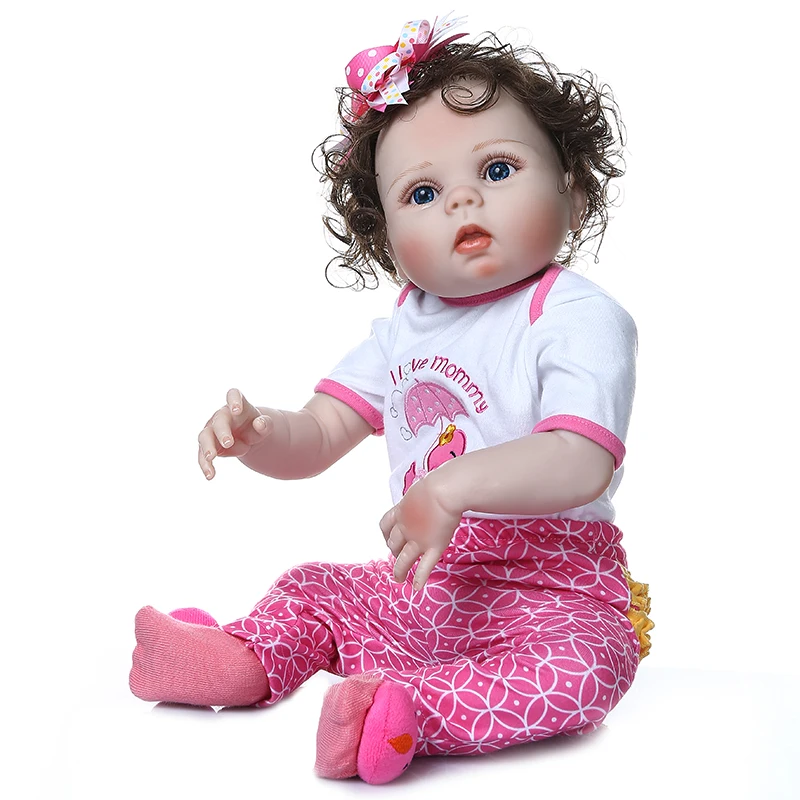 Details about   55CM Original New Design Hand Rooted Curly Hair Lifelike Real Touch Reborn Baby 