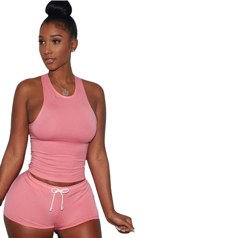 

cotton spandex fabric wicking jogger set women crop sweatshirts + shorts women workout sets jogging set women