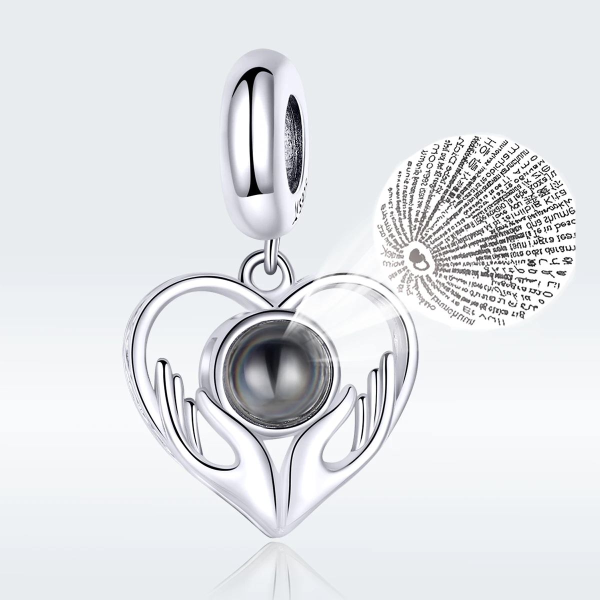 

100 Language I Love You Heart Pendant Charm for Bracelet or Necklace 925 Sterling Silver Jewelry Gifts for Girl