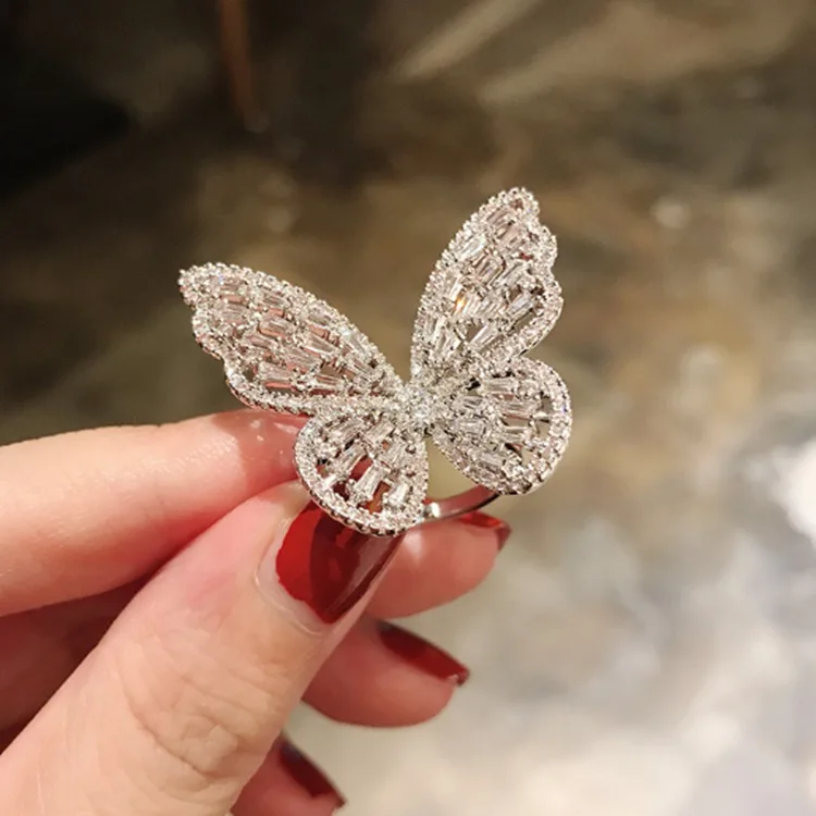 

Cubic zirconia butterfly finger ring fashion women rings for ladies jewelry women trend 2020