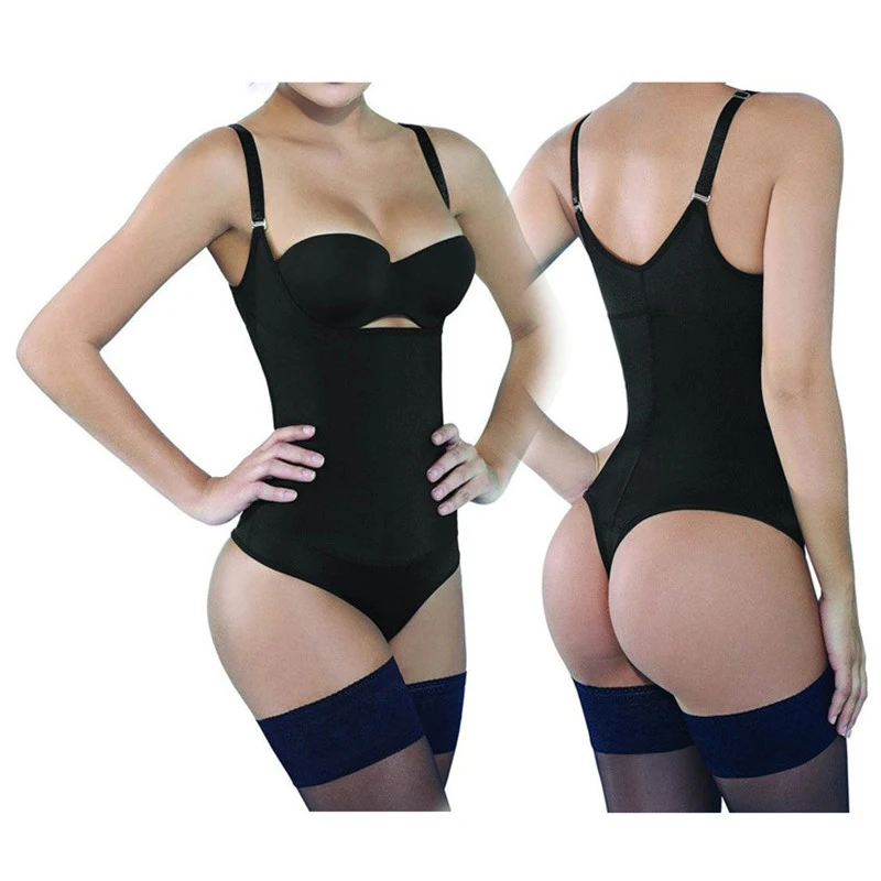 

Perfect Sexy Black Tummy Underwear Adjustable Straps Bodysuits For Women Control Compression Dress Thong Fajas, Black, nude