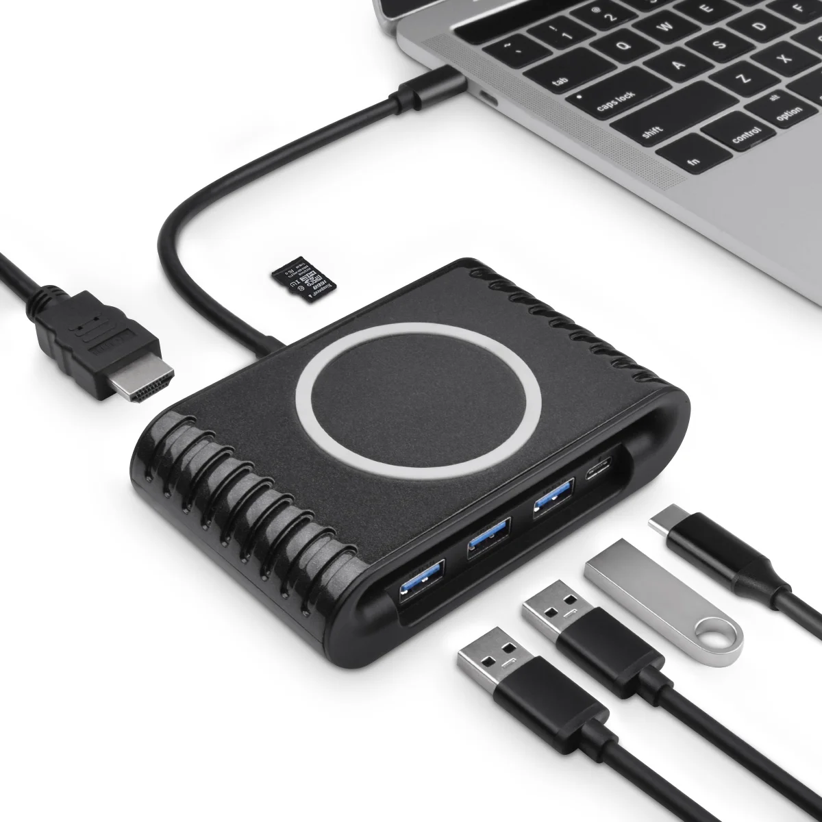 

7 In 1 USB-c HUB Wireless Charger Docking Station With 4k Hd-mi,USB3.0,PD Charging,Audio,SD_TF Slots