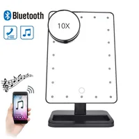 

Smart Bluetooth Speaker Makeup Mirror 10X Magnifying LED 20 Lights Speaker Vanity Mirrors 180 Rotating Adjustable Desktop Mirror