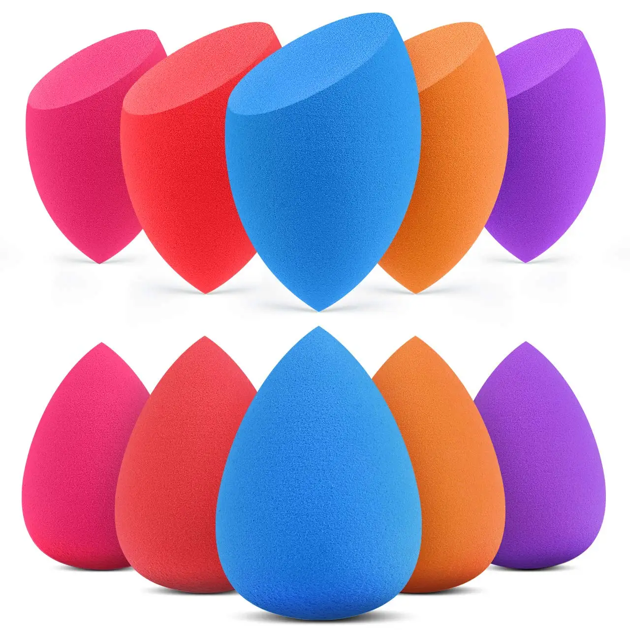 

Amazon Best Seller 10 Pcs Latex-free and Vegan Beauty Sponge Blender for Cream Liquid Foundation & Powder Application, 5 colors