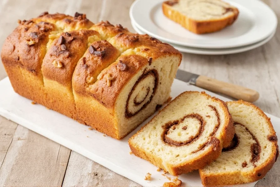 Close-up of cottage cheese cinnamon roll bread showing moist interior and cinnamon swirls