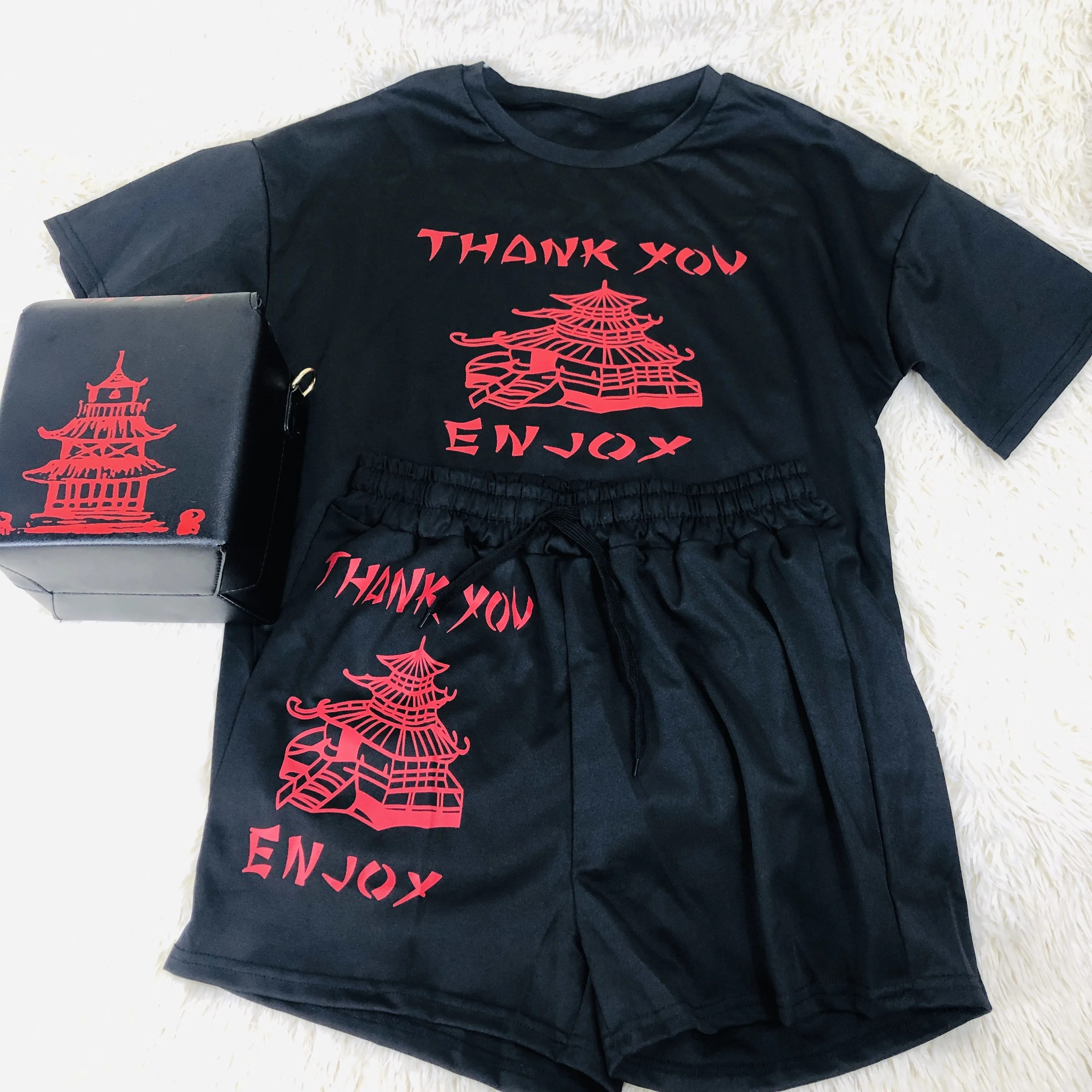 

Chinese Takeout Box Designer Handbags Stylish Crossbody Bag Pu Leather Chain Bag Women Purses and Two Piece Short Set, 2 color