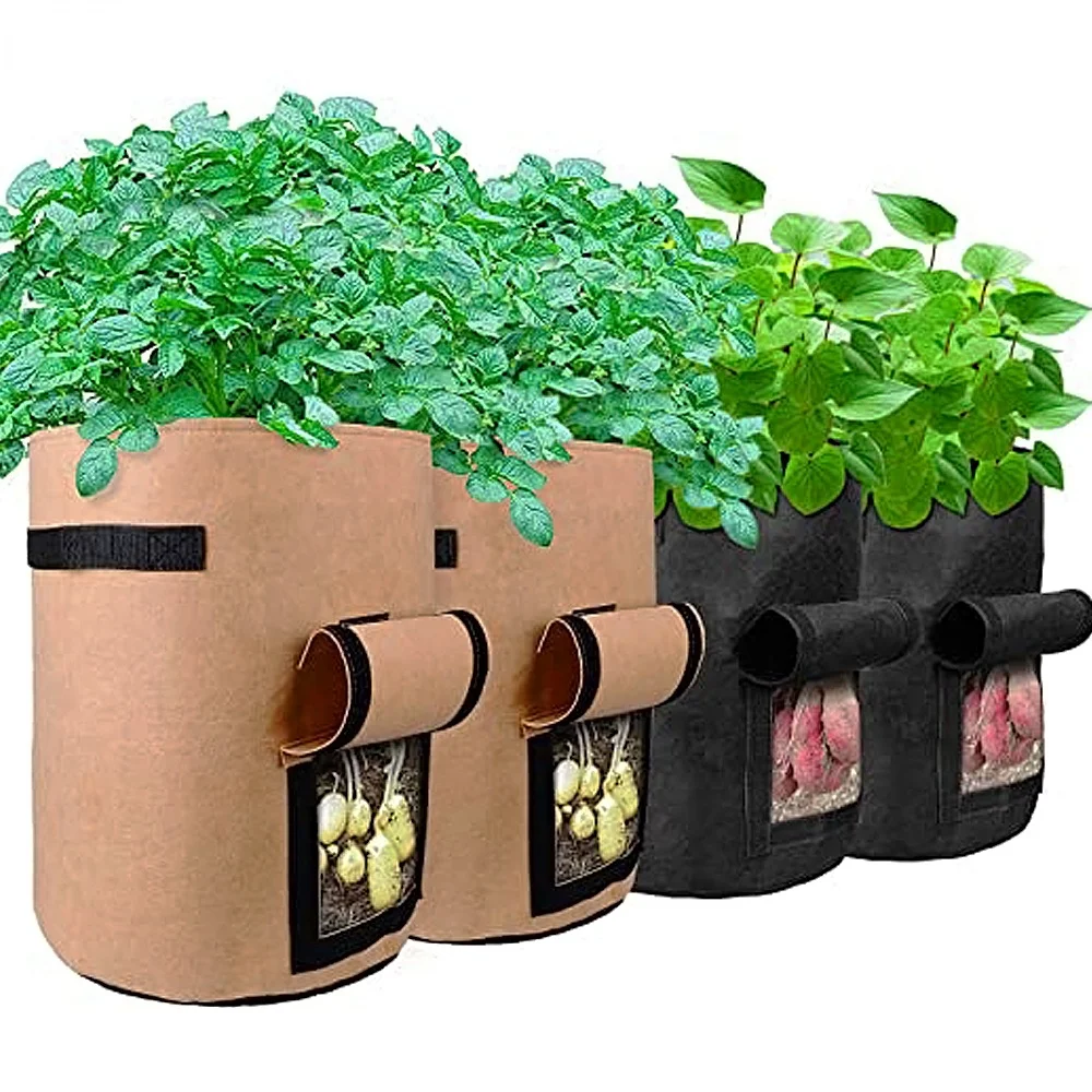 

Nursery Garden Aeration Fabric Grow Bags 3 5 7 10 15 20 25 30 Gallon Grow Pots Felt Plant Flower Pots, Black, gray, white, green, brown, customized