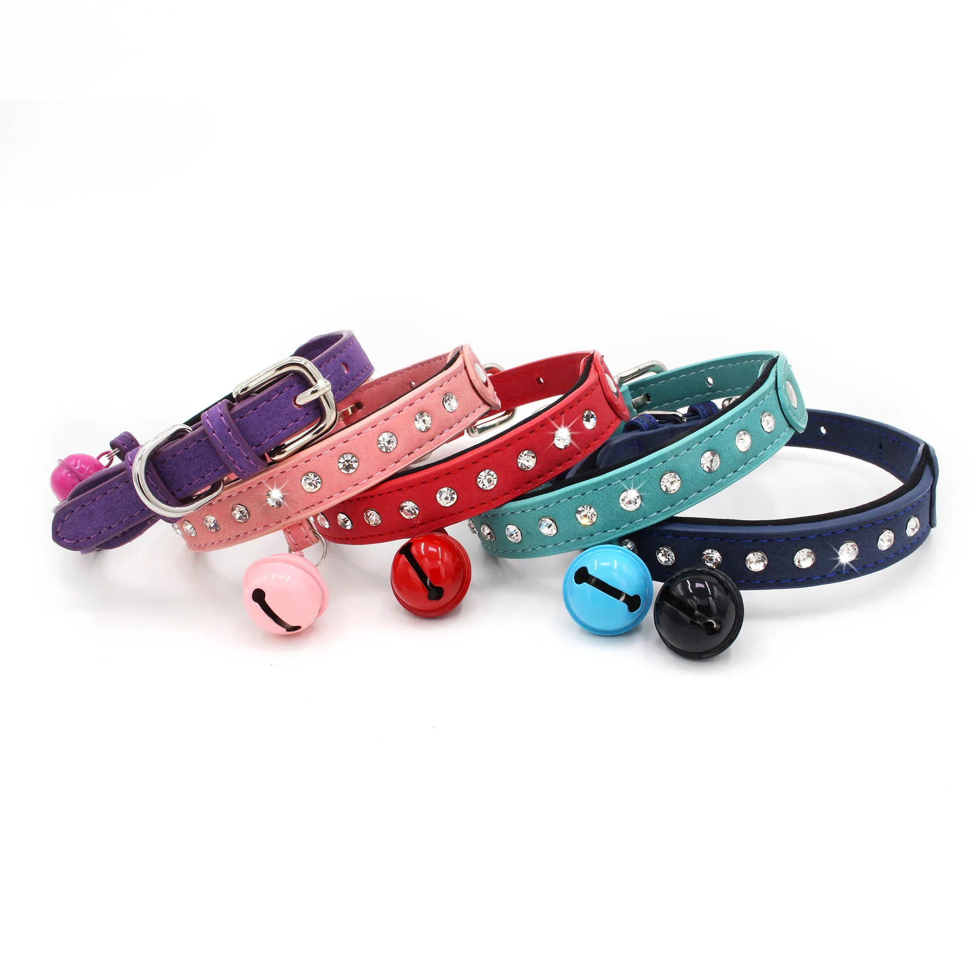 

diamantes para collares de perros LeatherDiamond Pet Collar Adjusting Neoprene Padded Dog Pet Collar With Bell, Blue/dark blue/red/purple/pink