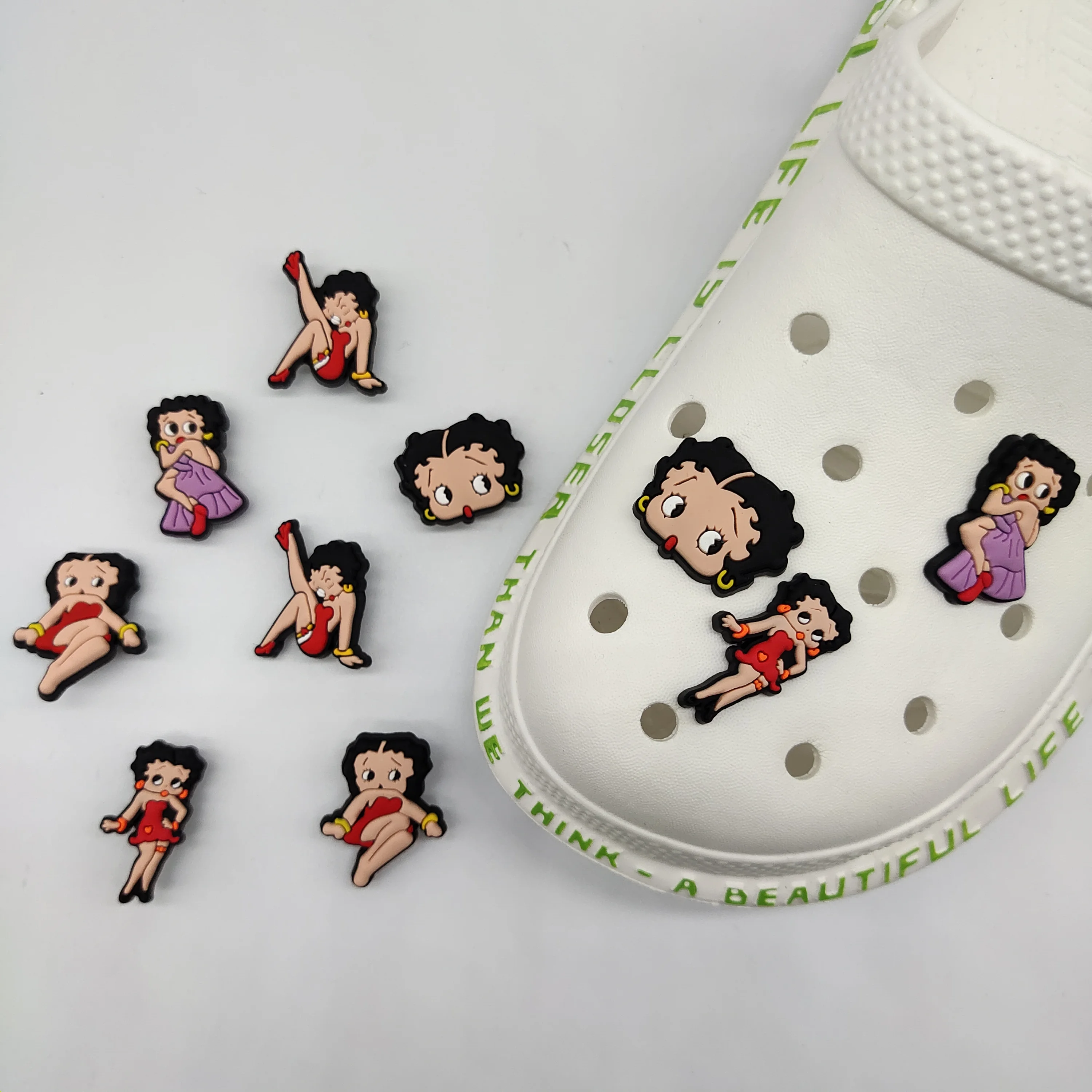 

Betty 2022 wholesale custom cute design DIY shoe croc charms clog pvc soft Shoe decoration As a gift for the child