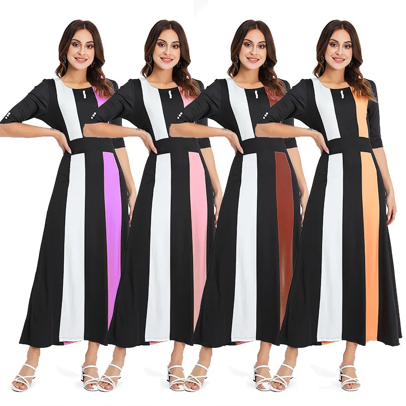 

Womens Clothing 2021 New Arrivals Temperament Slim Casual Fashion Contrast Dress Long Skirt Prom Dresses