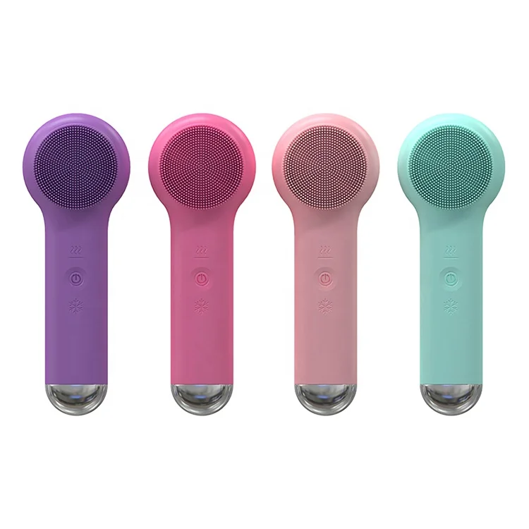 

Electric Facial Cleansing Brush Heated Silicone Sonic Whitening Cleanser Rechargeable Ipx5 Waterproof Face Massage Brush, Purple/green/pink/rosy/customize