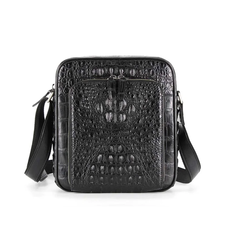 

Fashion crocodile leather bag tote shoulder messenger handbag, Black