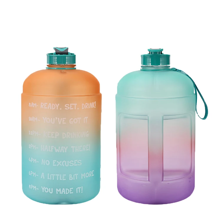 

2020 hot sellers 3.78L Large Capacity motivational Water Bottle PETG Plastic Time Marker Fitness for Outdoor custom packing logo, Customized color acceptable