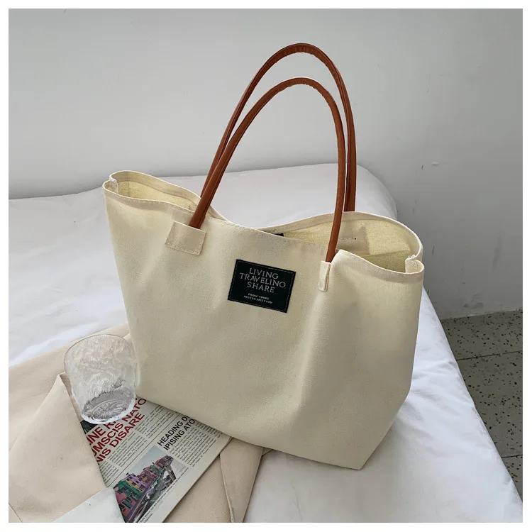 

Korean style custom 2021 summer new large capacity handbag single shoulder canvas tote bag wholesale