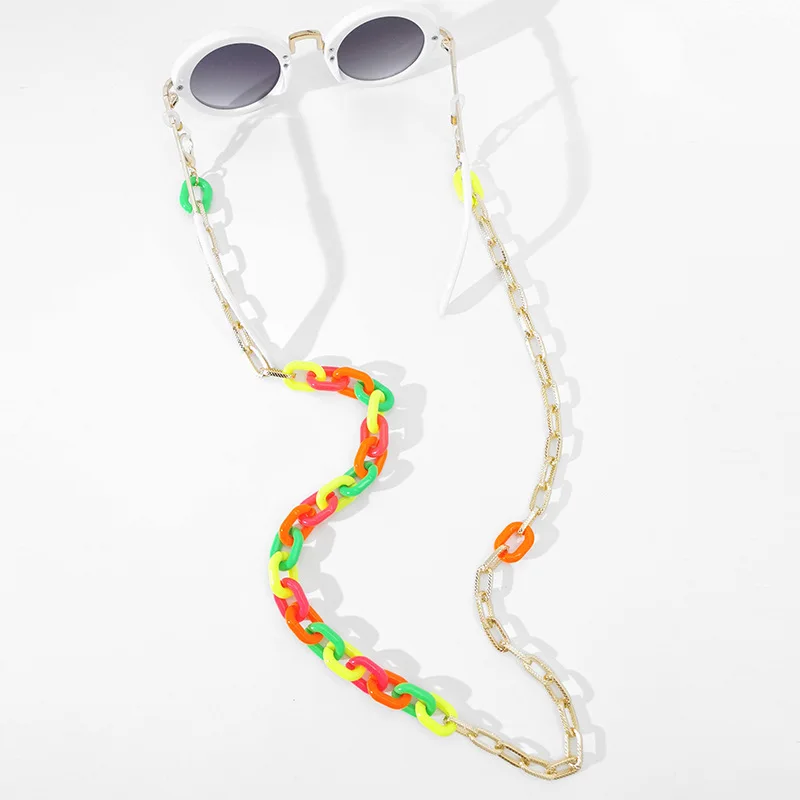 

RTS Fluorescence Iris Acrylic Gold Face Maske Chain Glasses Chain Gold Pearl Clip Masking Chains