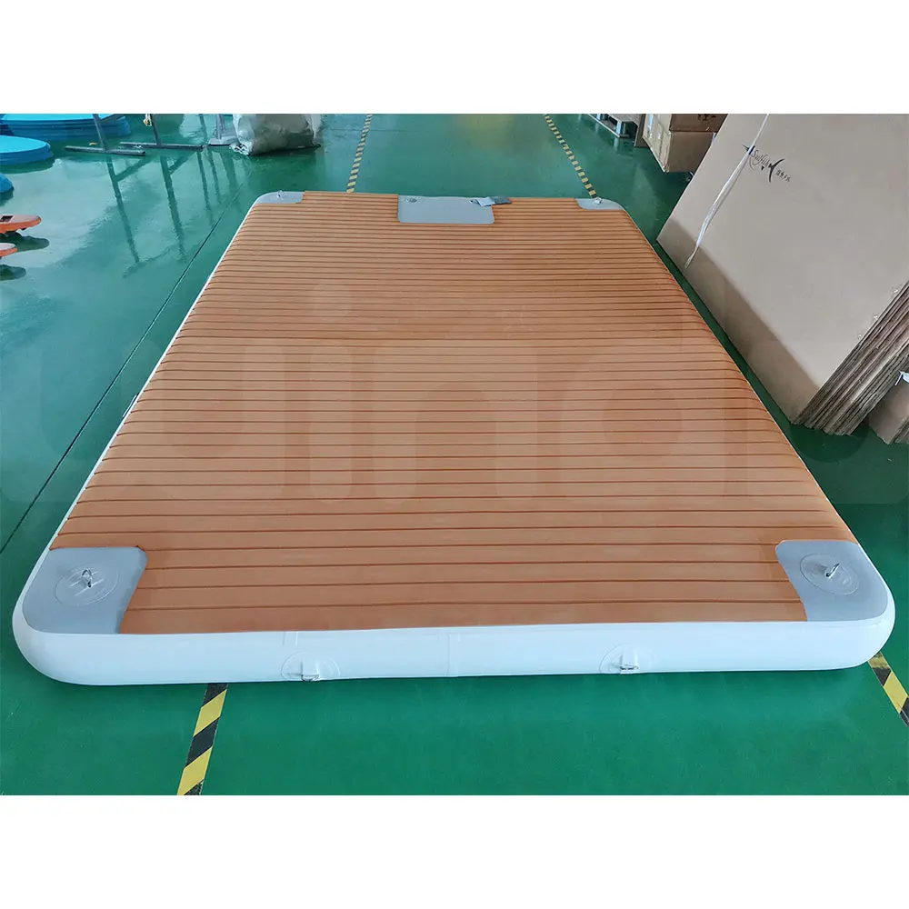 

3x2x0.2m Drop Stitch Teak Free custom LOGO Inflatable Platform yacht Dock, Mint green,red,blue,black,yellow etc.