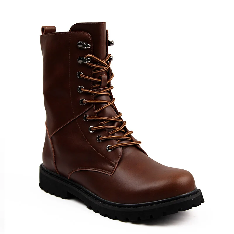 

High quality for daily leather martin boots men's black lace up shoes