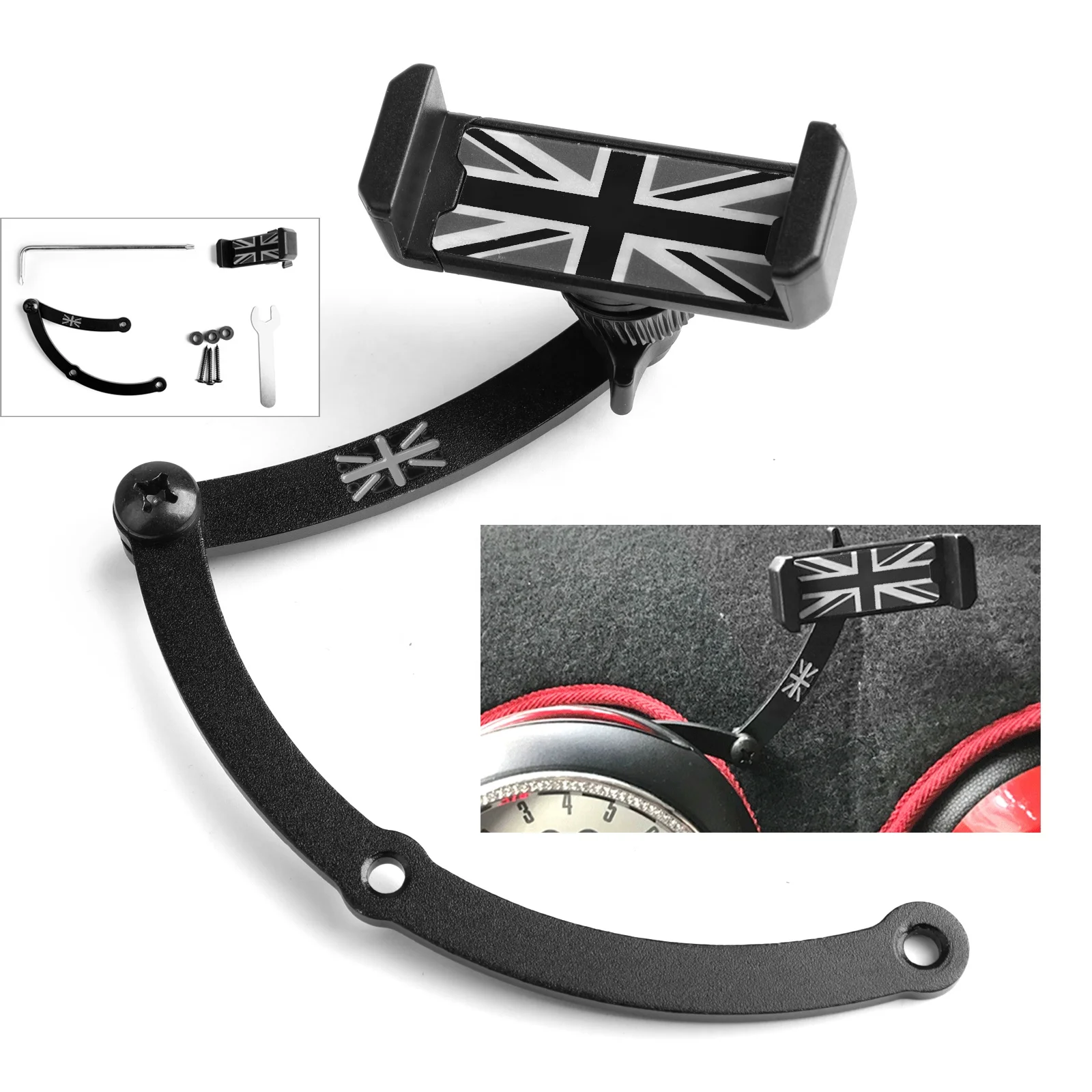 

Areyourshop Union Jack Red and Blue Car Cell Phone Mount Folding Holder For Mini Cooper R55 R56 F54 F55