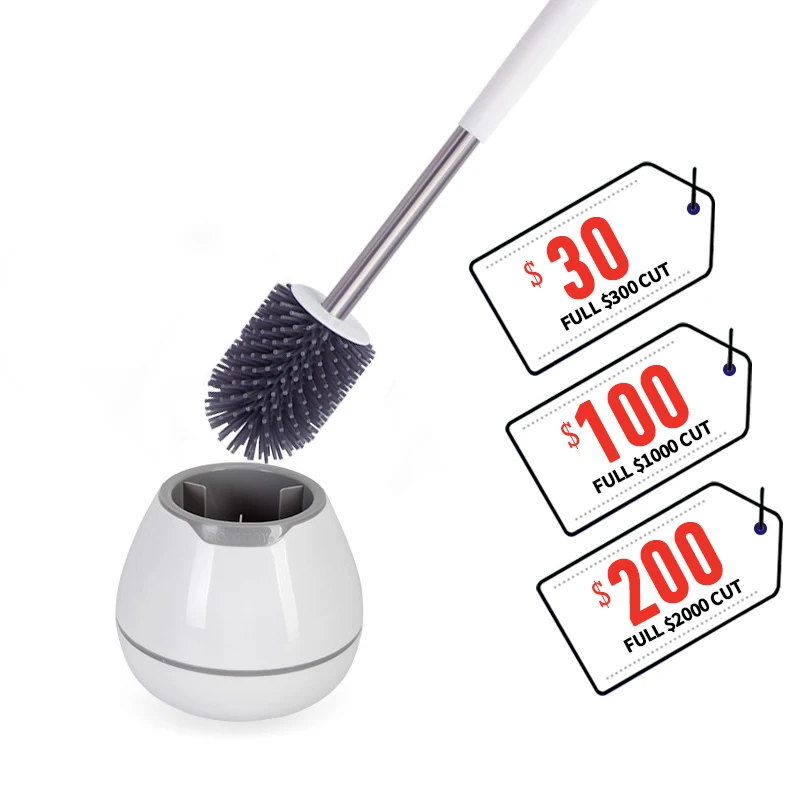 

BOOMJOY household toilet cleaning brush TPR silicon toilet bowl brush with plunger, Silver