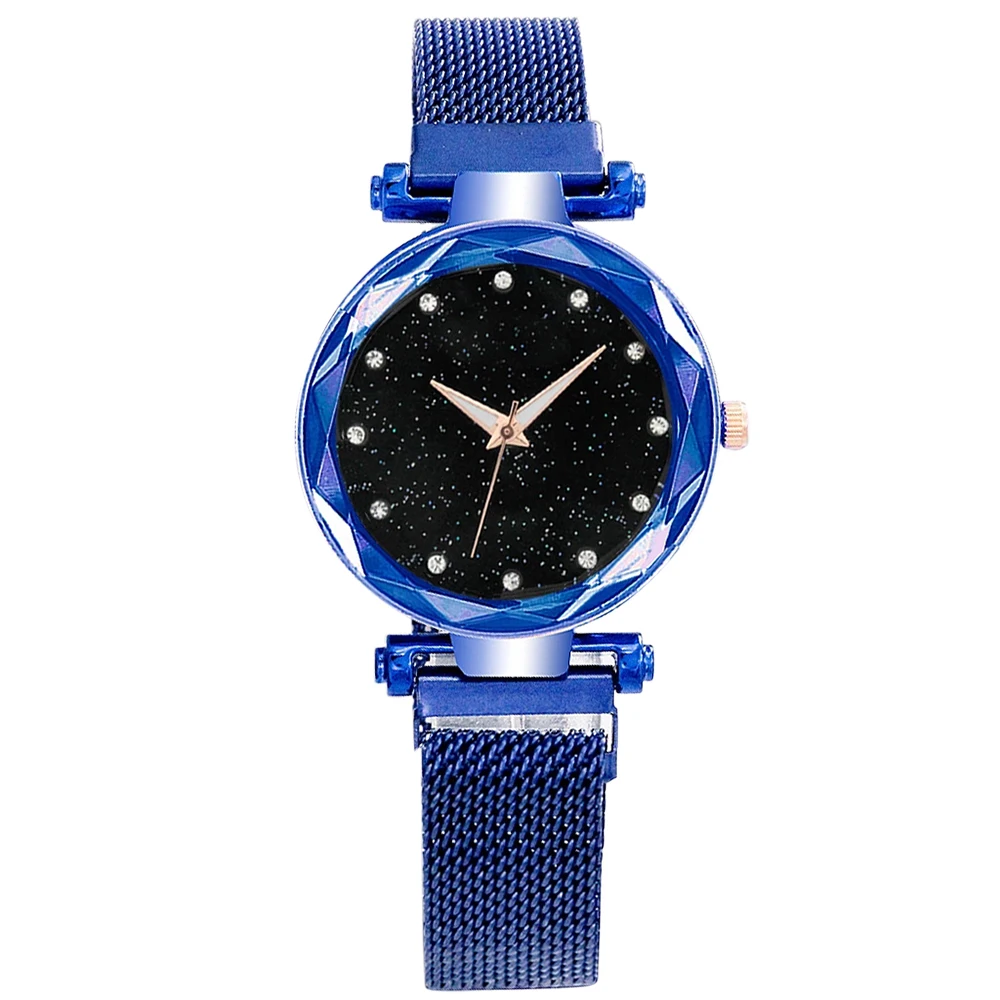 

D2020 Ladies Luxury Quartz Watch Steel Magnet Starry Sky Clock Quartz Wristwatch Women Watches Starry Sky Watch, 6 colors