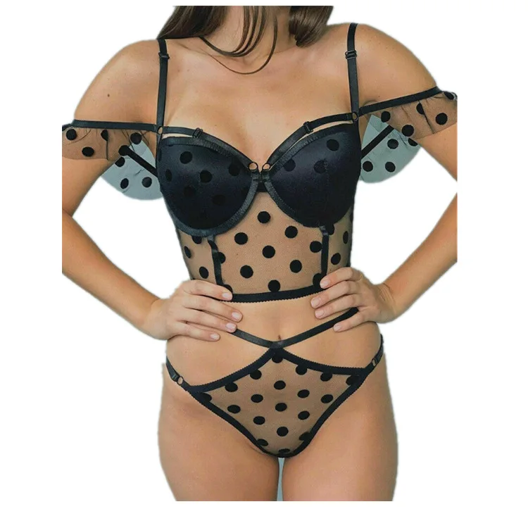 

New ladies lace polka dot sexy sling underwear mesh see-through ultra-thin underwear, Shown