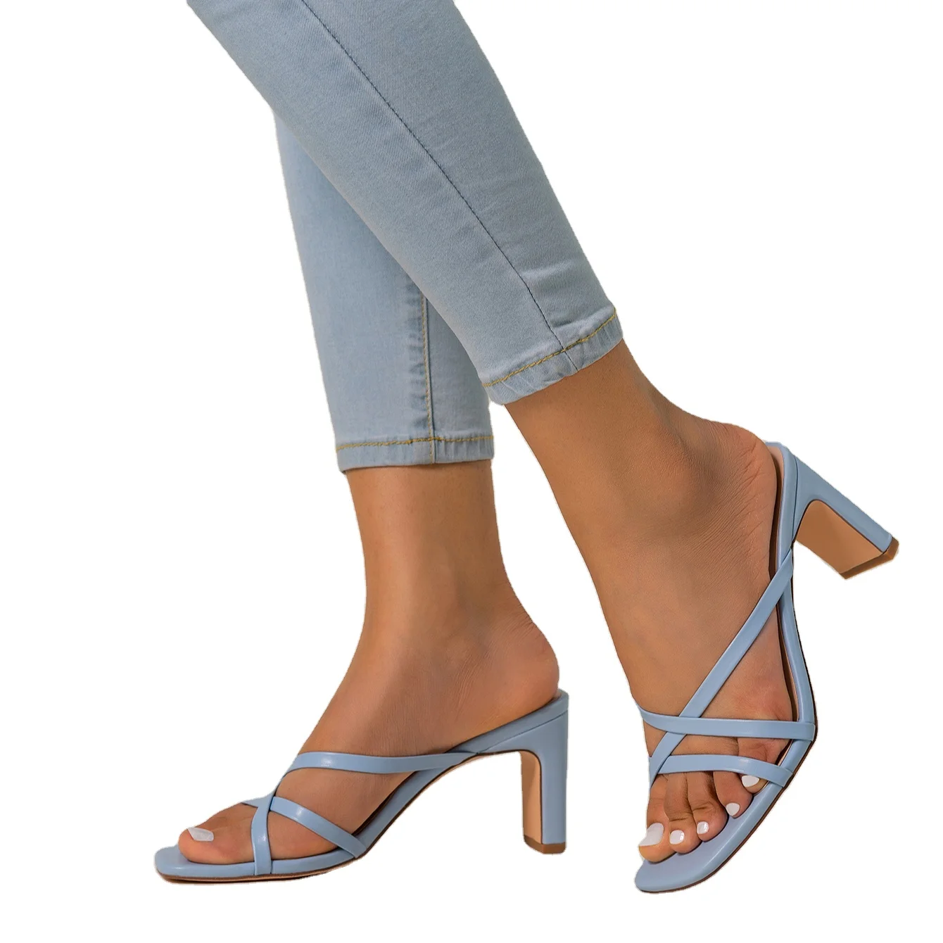 

2022 Summer New Fashion Simple Blue Women's High-heeled Sandals, Black blue