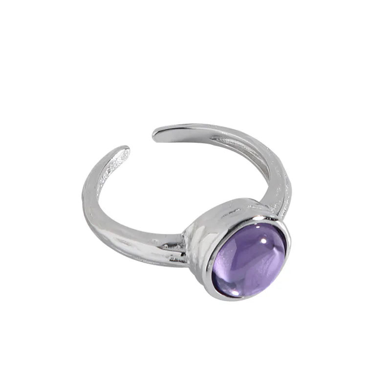 

simple style 925 sterling silver amethyst zircon ring