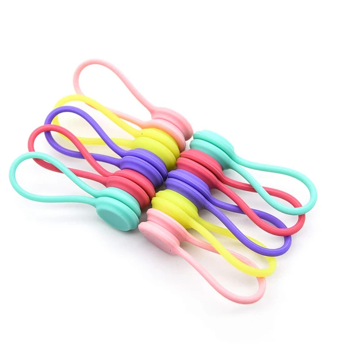 

Custom Logo Silicone Magnetic Clip Cable Twist Ties, Blue,yellow,red etc.