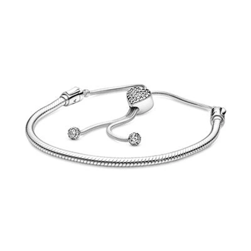 

2021 High Quality Charm Bracelets Jewelry Fit Original Logo Retractable Bracelet 925 Fashion Sterling Silver Silver Bracelet, Silver color