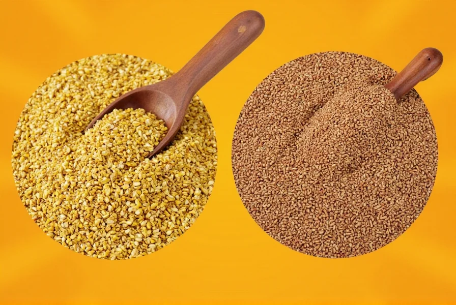 Comparison of coriander and cumin seeds side by side