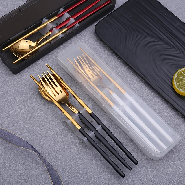 

Stainless Steel Chopsticks Spoon Fork Portable Flatware Set For Travel