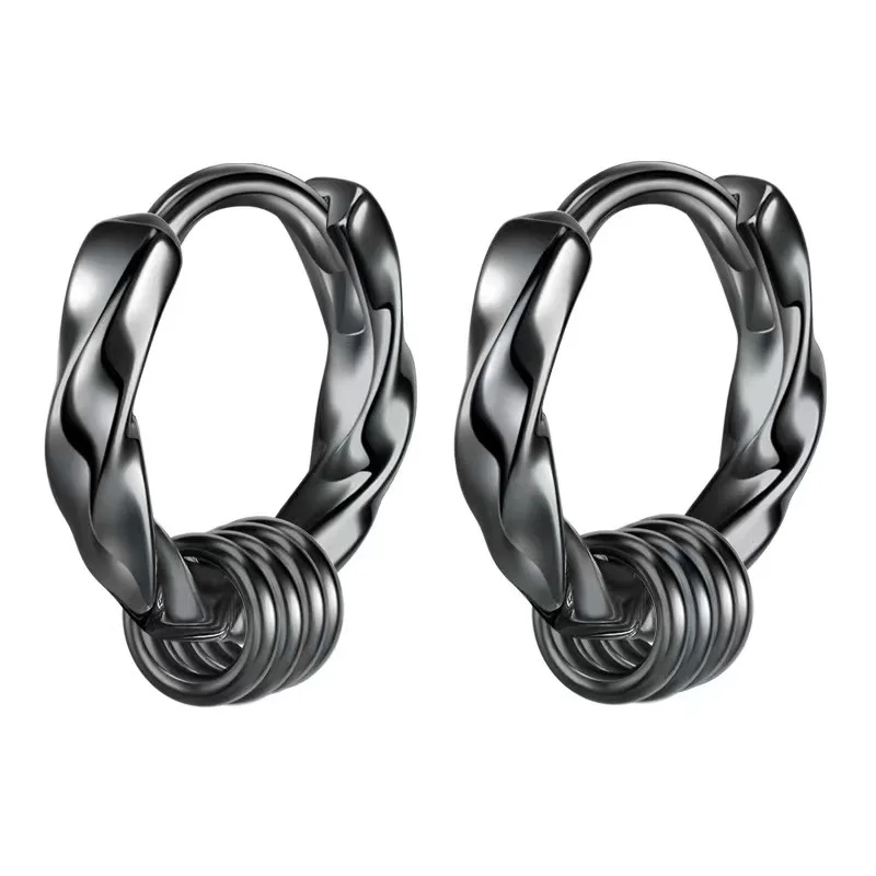 New Design Aretes De Moda Earrings Fashion Fine Jewelry Earrings Black Silver Color Stainless Steel Hoop Earring for Men