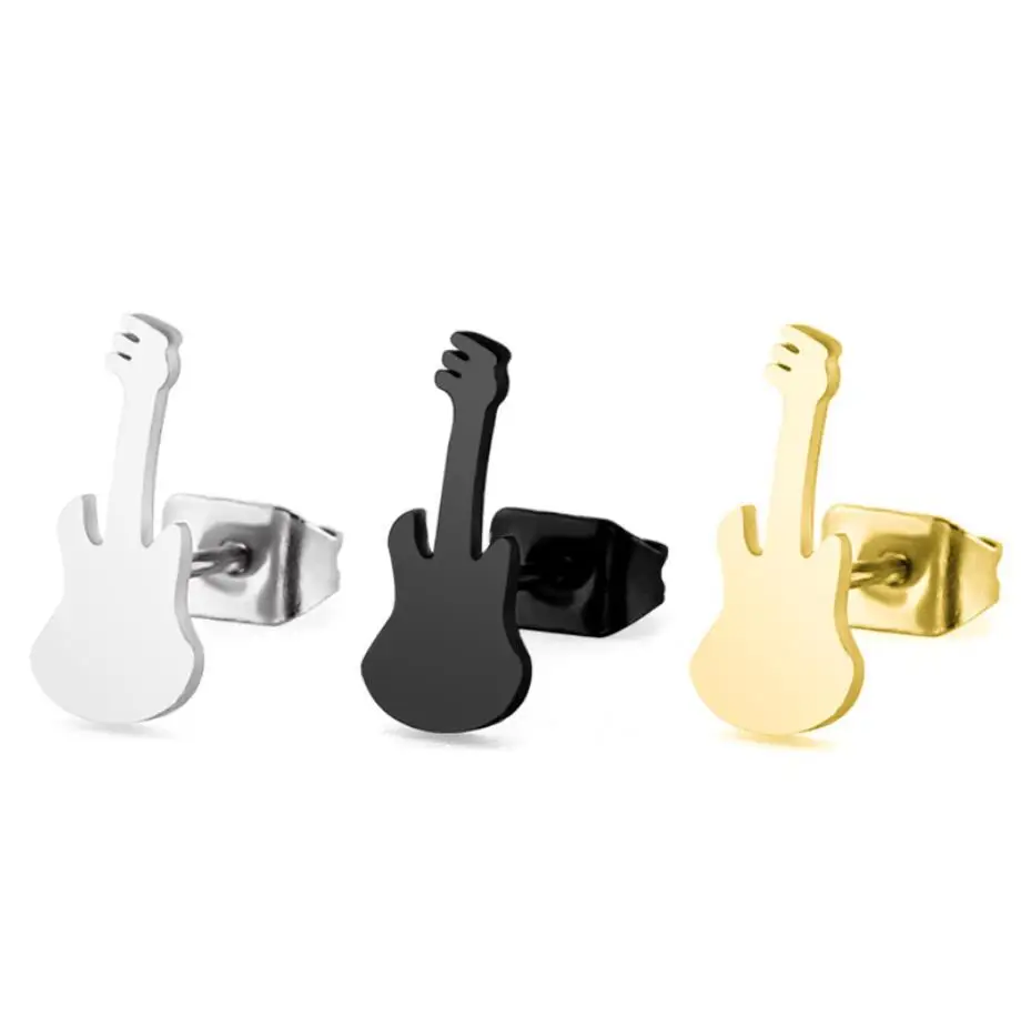 

Guitar Earrings Stainless Steel Earring Fashionable Musically Colored Earring Jewelry With Guitar