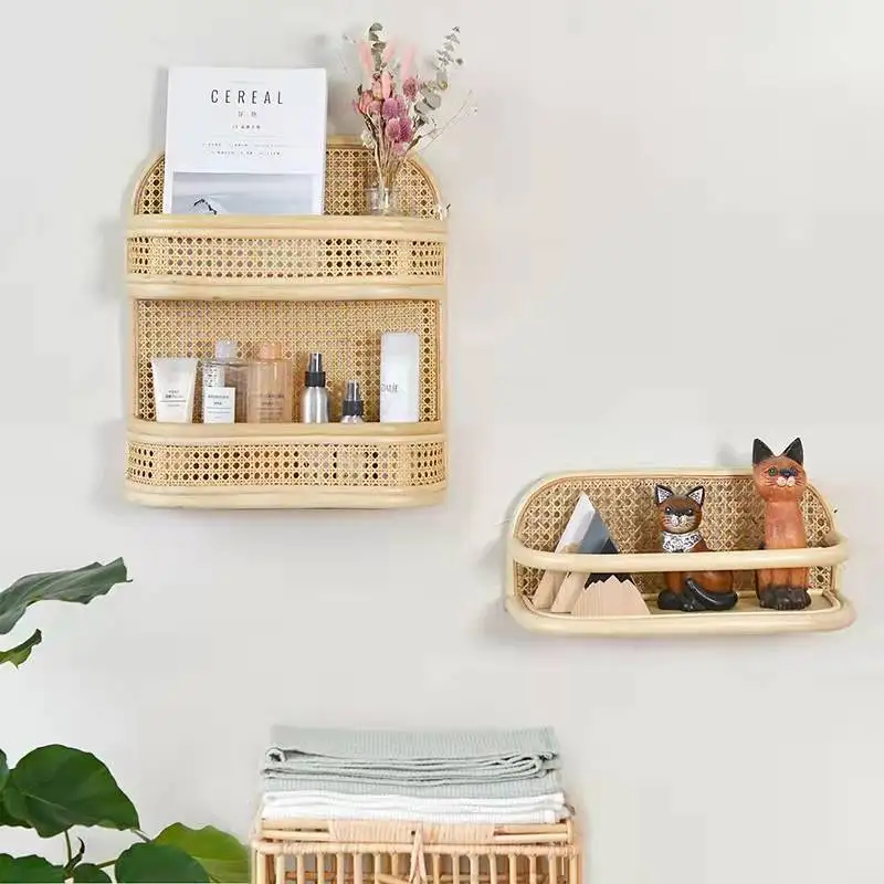 

Wholesale Japanese light natural bamboo rattan wicker sitting room wall hanging home decoration magazine rack, Picture shows