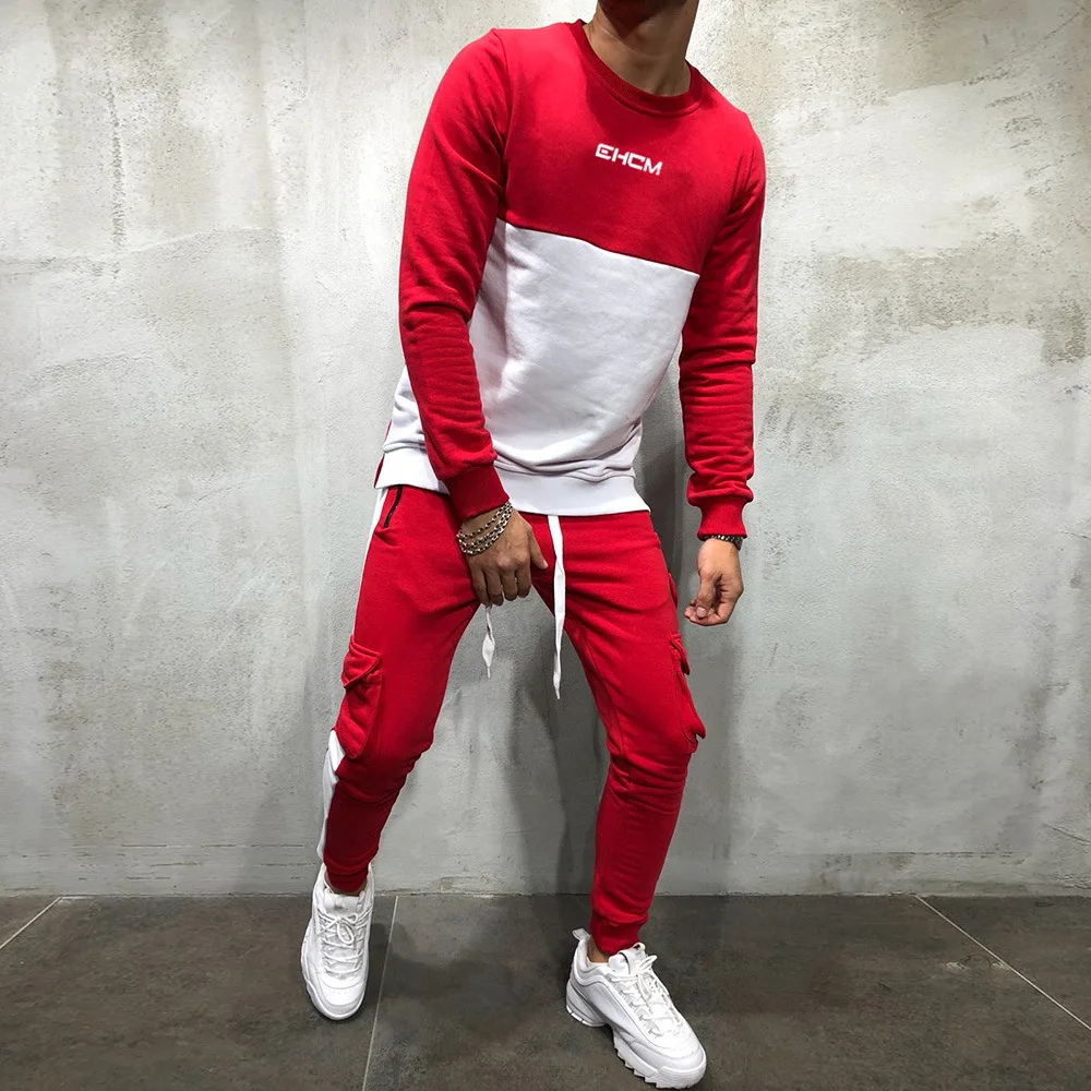 

New Design Wholesale Fashion Long Sleeve Hoodie Causal Two Piece Sportsuits Men