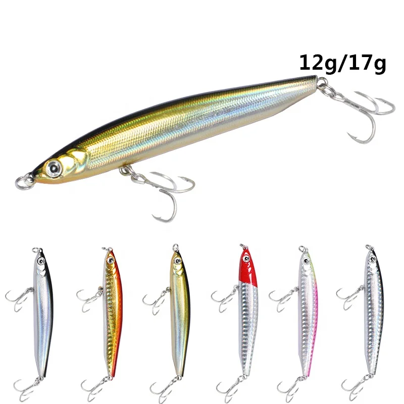 

75mm 12g Artificial Hard Bait Pesca Fishing tackle Topwater Floating Bass Pencil Crankbait For Sea Fishing plastic Fishing Lure, 7colors