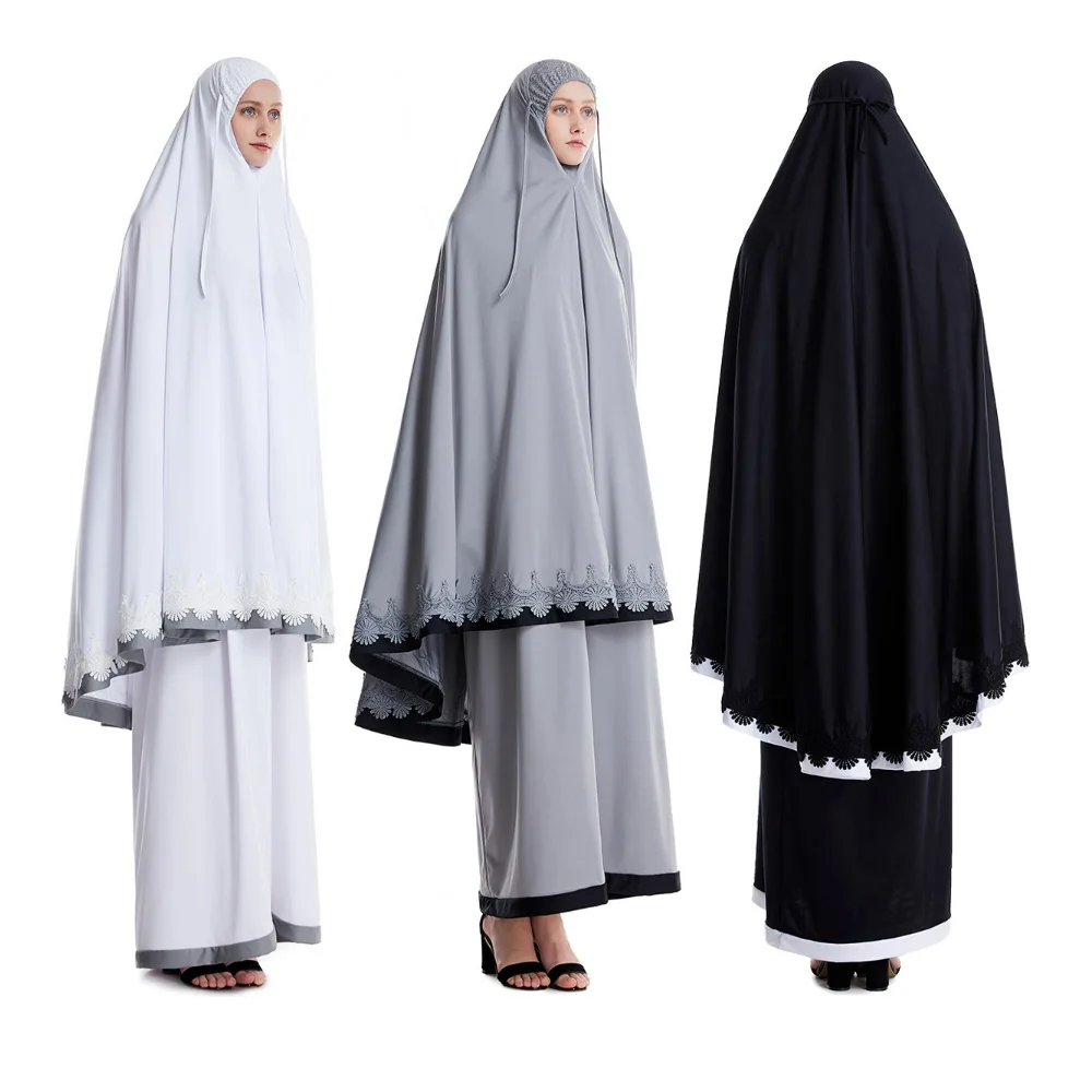

Islamic clothing wholesale hijab scarf long khimar jilbab abaya muslim dress hijab muslim 2 piece jilbab set, 3 colors