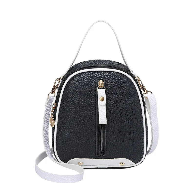 

New One-Shoulder Messenger Bag Hit Color Zipper Double Shoulder Mini Backpack