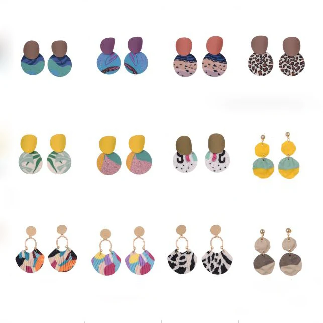 

2021 Trendy Polymer Clay Earrings Handmade Jewelry Women Fashion Cute Flower Dangle Custom Wholesale