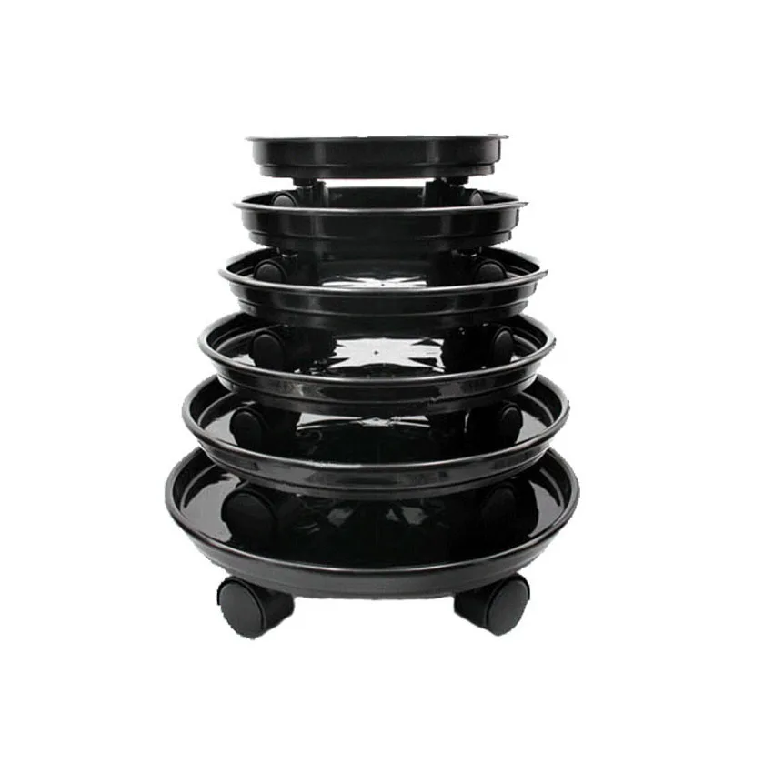 

Chinese sale wholesale prices Flower Pot holder plastic plant caddy with 3 or 4 wheels, Brick red