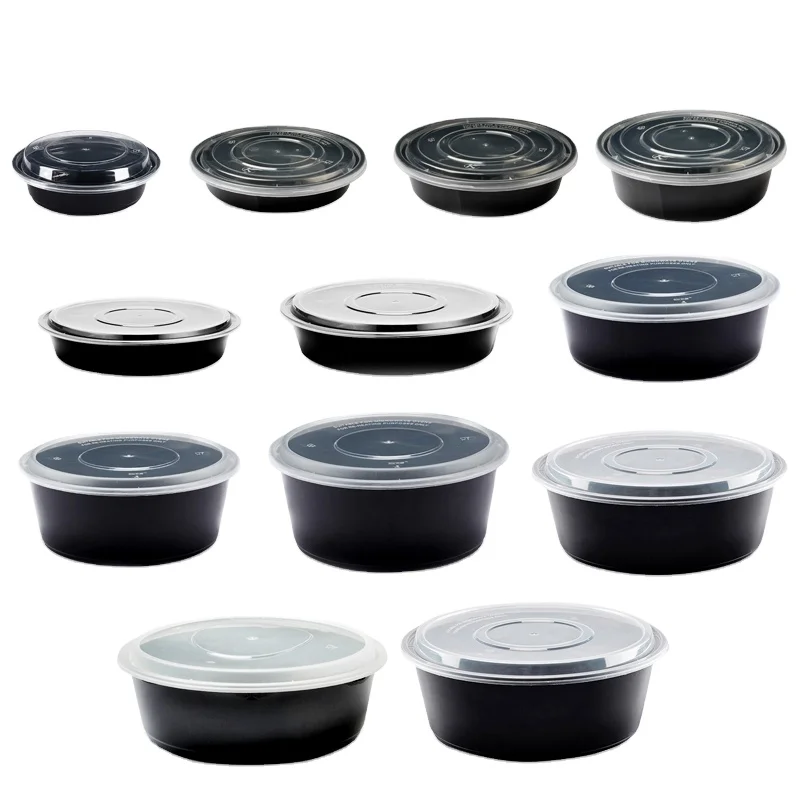 

Disposable round lunch box thick packaging plastic box party food container fruit salad transparent bowl with lid