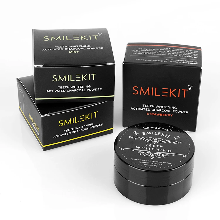 

Smilekit Natural custom logo oral care effective white activated charcoal teeth whitening powder, Blue white