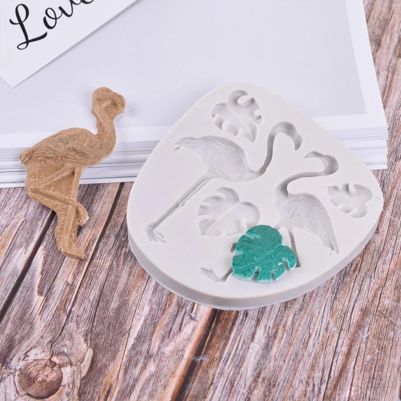 

flamingo monstera leaf silicone mold diy baking cake chocolate decoration tools soft pottery epoxy spot wholesale, As picture