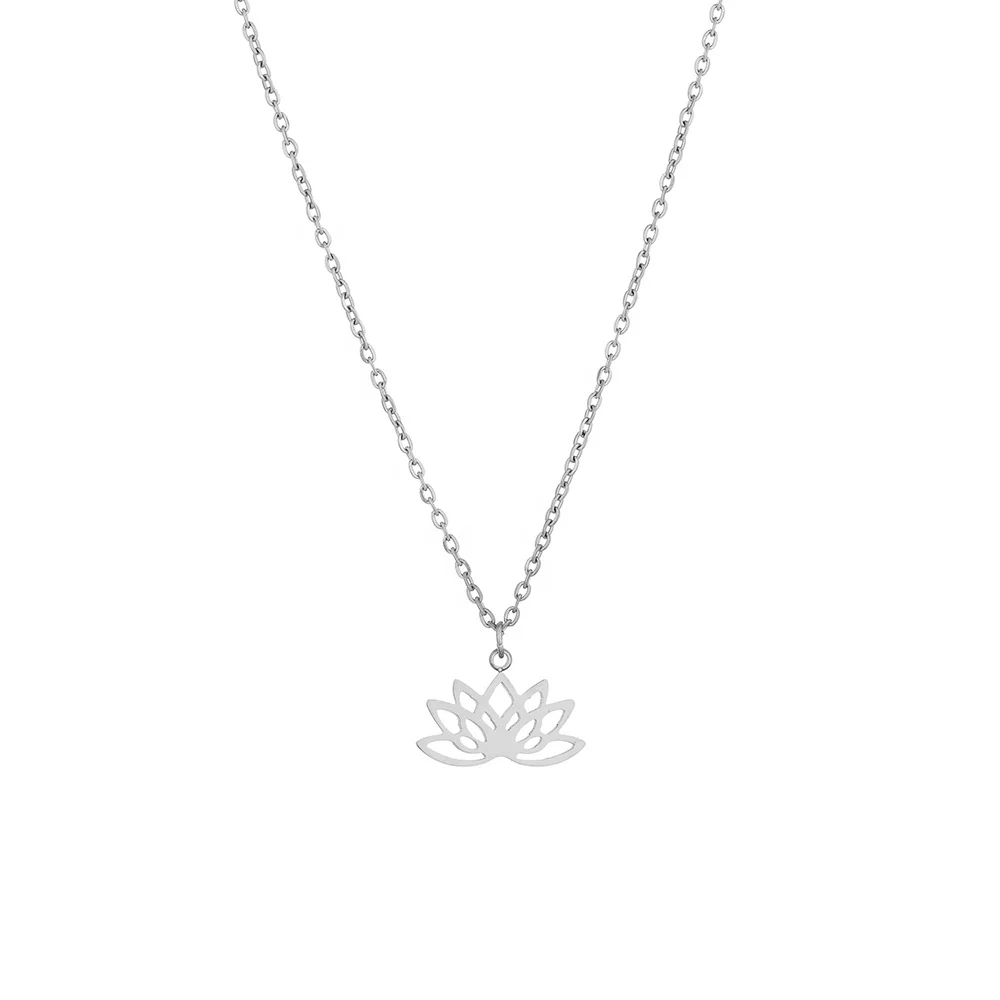 

Stainless Steel lotus flower link chain Necklace High Quality, Silver/gold/rose gold/customized