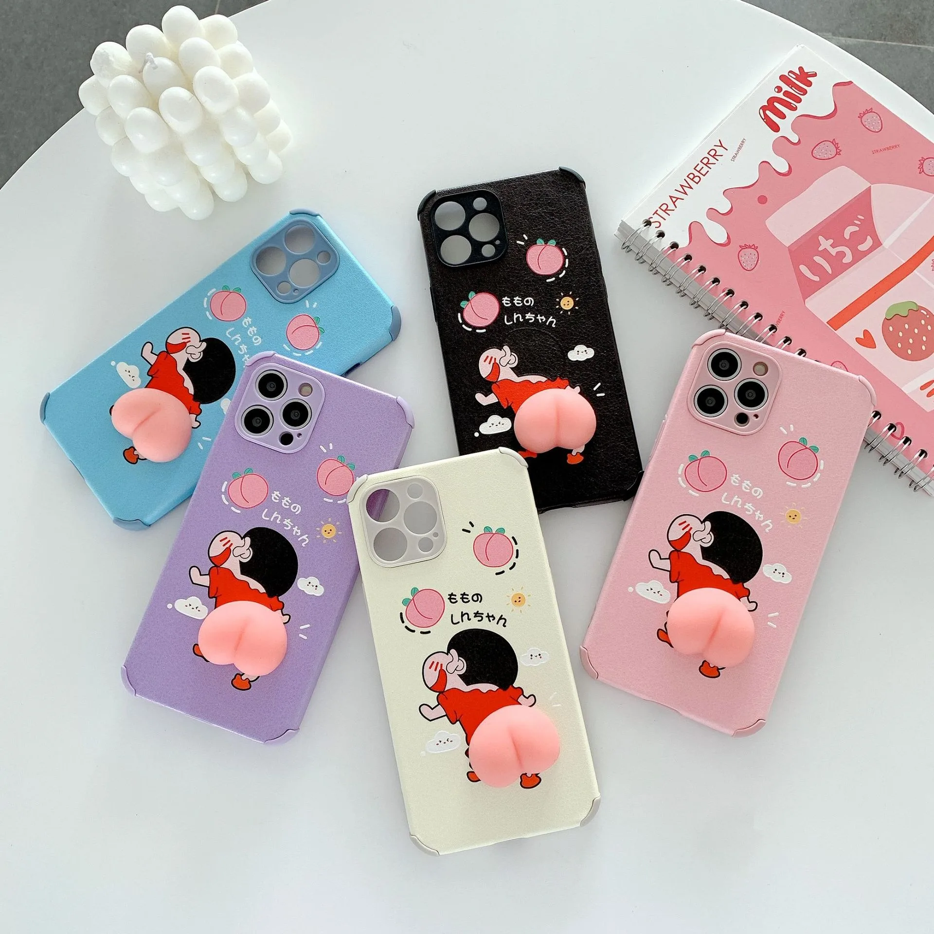 

3D Squishy Shin-chan Butt Relieve Press Phone Case For Oppo Reno 4SE 5 6 A93 A55 A35 Shockproof TPU Back Cover