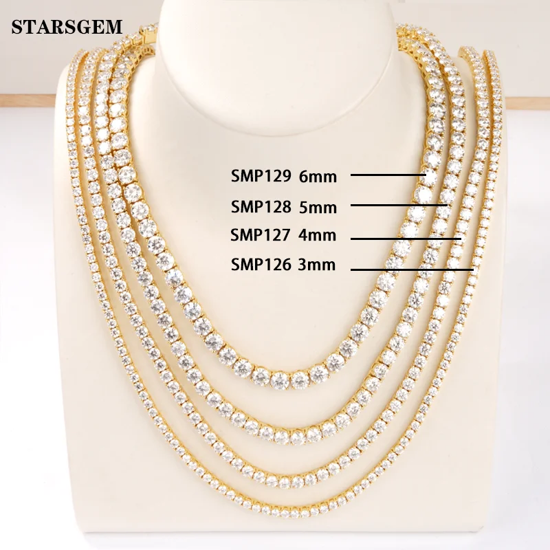 

Wholesale price Starsgem DEF round brilliant cut moissanite diamond full setting 14k/18k tennis necklace