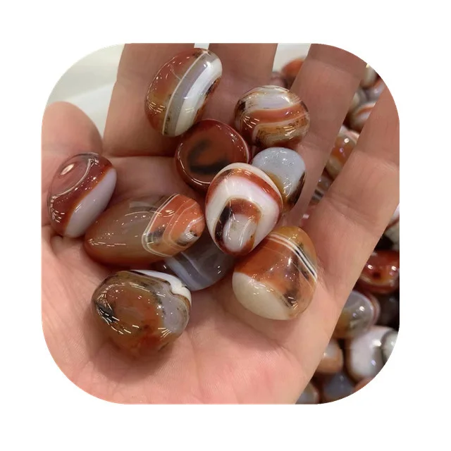 

New arrivals 20-30mm stripe stone heal crystal natur red onyx tumbled stones for sale