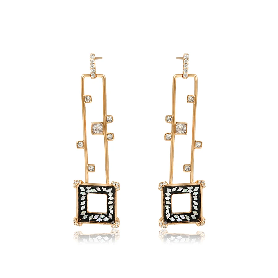 

98583 Xuping Fashion Bezel-set zircon square elongated lady's face earring jewelry