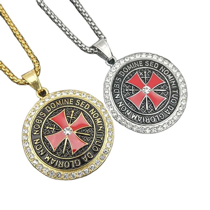 

Blues RTS Popular Stainless Steel Diamond Insert Cross Sword Shield pendant for man